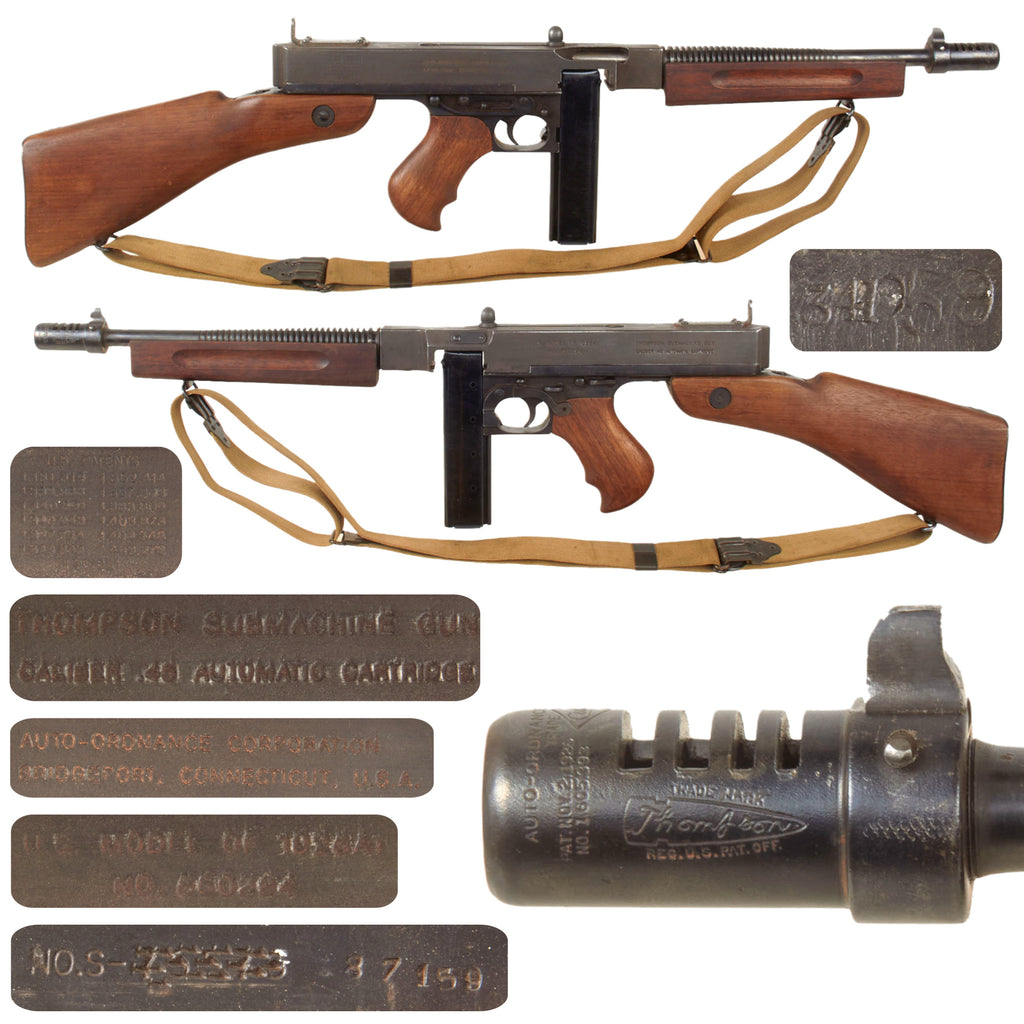 Original U.S. WWII Thompson M1928A1 Display Submachine Gun with Original Kerr Sling and Magazine Original Items