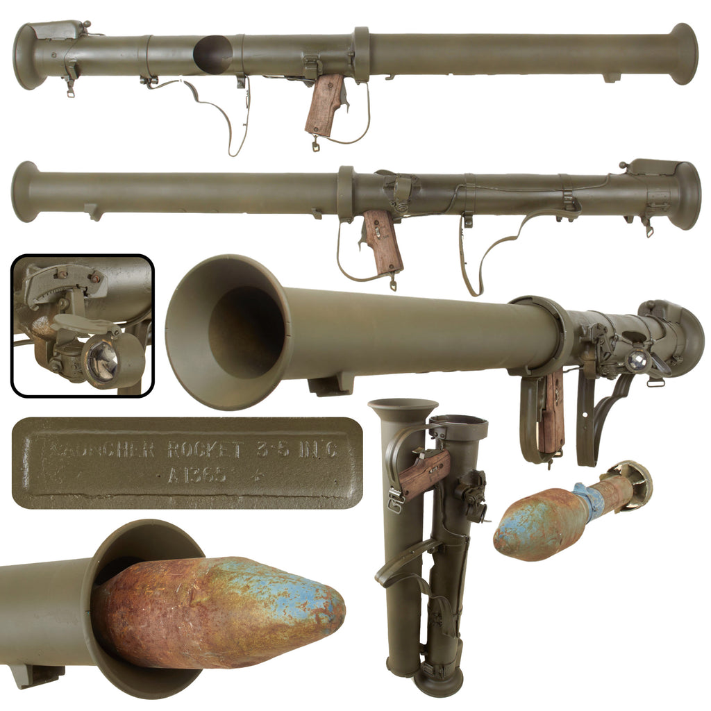 Original U.S. Deactivated M20 A1 B1 3.5 Inch Super Bazooka Rocket Launcher Serial A1365 with 1952 Dated Inert Practice Rocket Original Items