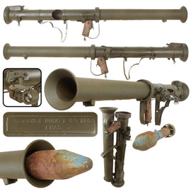 Original U.S. Deactivated M20 A1 B1 3.5 Inch Super Bazooka Rocket Launcher Serial A1365 with 1952 Dated Inert Practice Rocket