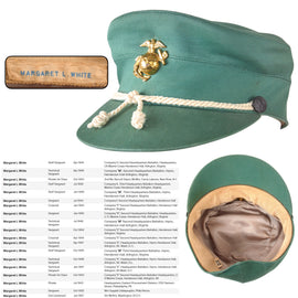 Original U.S. WWII Marine Corps USMC Named Women's Hobby Hat - Size 22 - Sergeant & Lieutenant Margaret L. White, 1943-1957