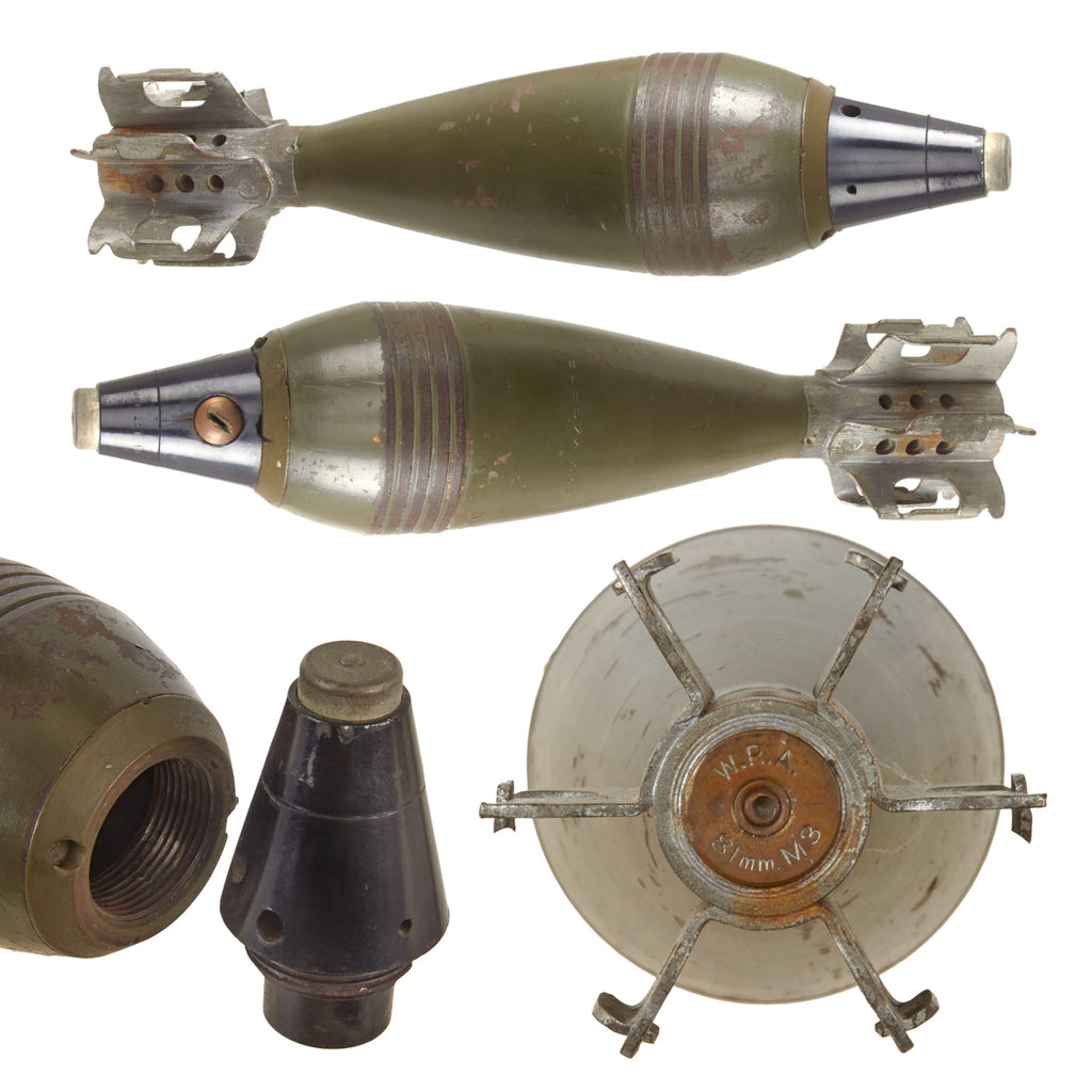 Original U.S. WWII Type Deactivated 81mm M43 Mortar Round With M52B1 PDF Fuze - Inert Original Items