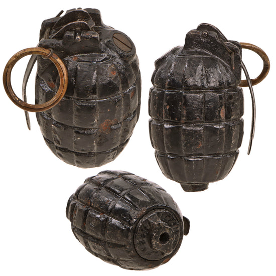 Original British WWI Inert Mills Bomb No. 23 MKII Grenade with Plug and Pull Ring