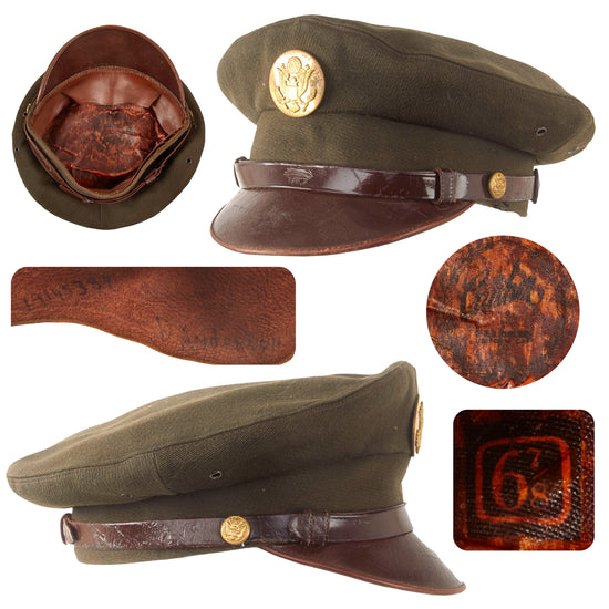 Original U.S. WWII USAAF Named Enlisted Winter Service Crusher Cap - Size 6 ⅞ - Daniel L. Anderson Original Items