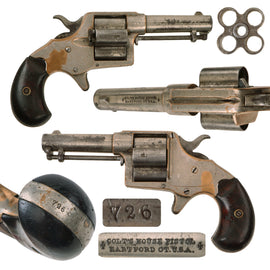 Original U.S. Colt Brass Frame "Cloverleaf" House Model .41 Rimfire Revolver made in 1871 - Matching Serial 726