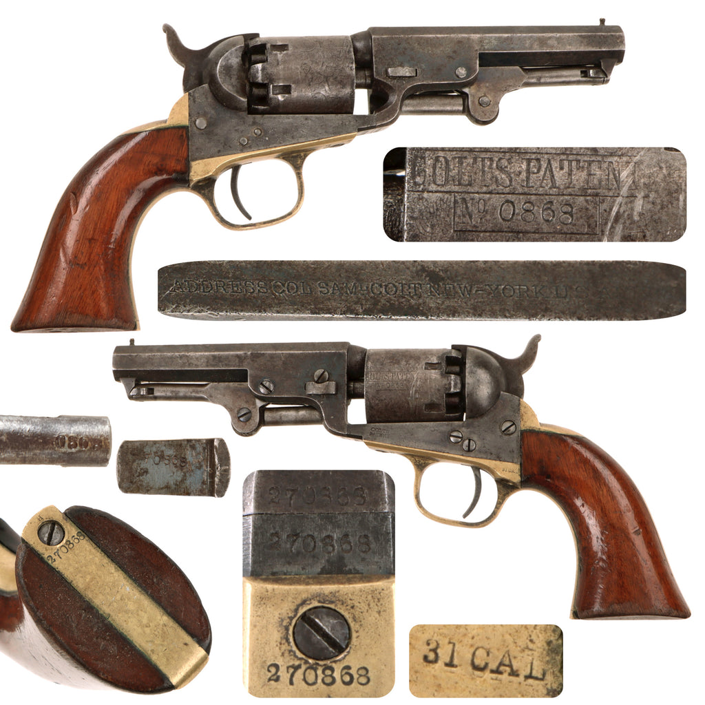 Original U.S. Civil War Colt M1849 Pocket Percussion Revolver Made in 1865 with 4 Inch Barrel & Cylinder Scene - Matching Serial 270868