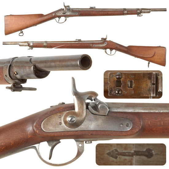 Original U.S. Civil War Era Austrian M1854 Type II Lorenz .55cal Percussion Rifle Shortened to Musketoon Length with Desirable Long Range Sight - Circa 1860
