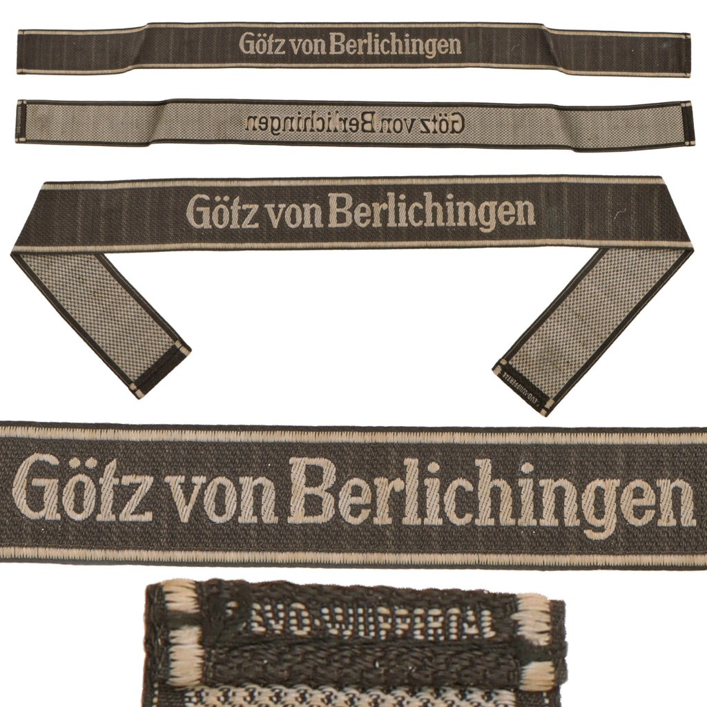 Original German WWII 17th SS Panzergrenadier Division “Götz von Berlichingen” BeVo-Wuppertal EM/NCO Cuff Title - Full Length Original Items