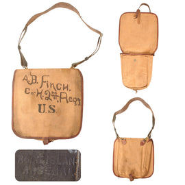 Original U.S. Indian Wars Experimental M-1878 Haversack with Rare Leather Trim & Original Leather Carrying Strap - Named