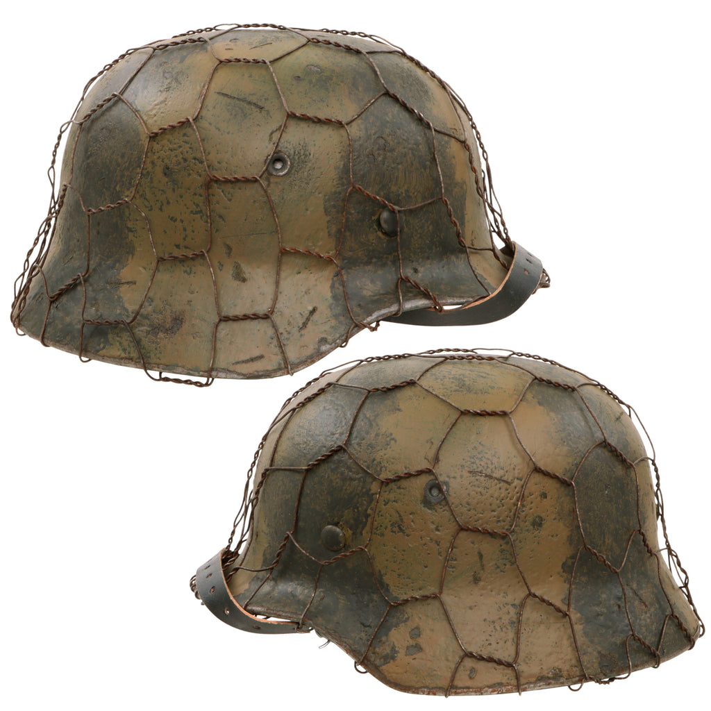 Original German WWII M40 Refurbished WWII Operation Market Garden 9th SS Panzer "Hohenstaufen" Helmet, Stamped EF66