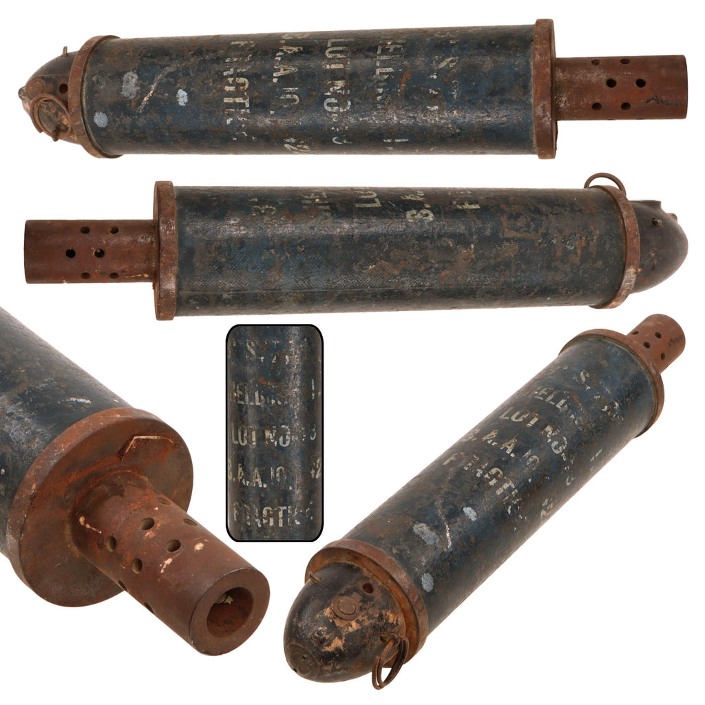 Original U.S. British WWI Inert 3 Inch Stokes Mortar Practice Bomb with Mk 6 Setback-Armed Fuze - Excellent