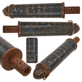 Original U.S. British WWI Inert 3 Inch Stokes Mortar Practice Bomb with Mk 6 Setback-Armed Fuze - Excellent