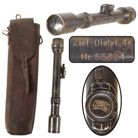 Original German Pre-WWII Hensoldt Wetzlar Ziel-Dialyt 4x Sporting Rifle Scope in Leather Case - Serial Nr. 55324