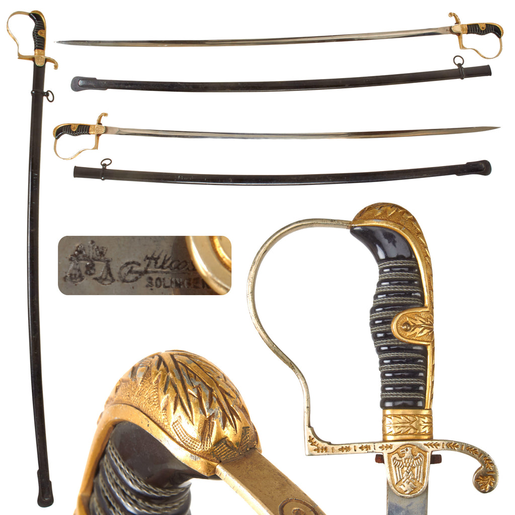 Original German WWII Officer's Dove Head Sword by ALCOSO of Solingen with Scabbard - circa 1940 - 1943