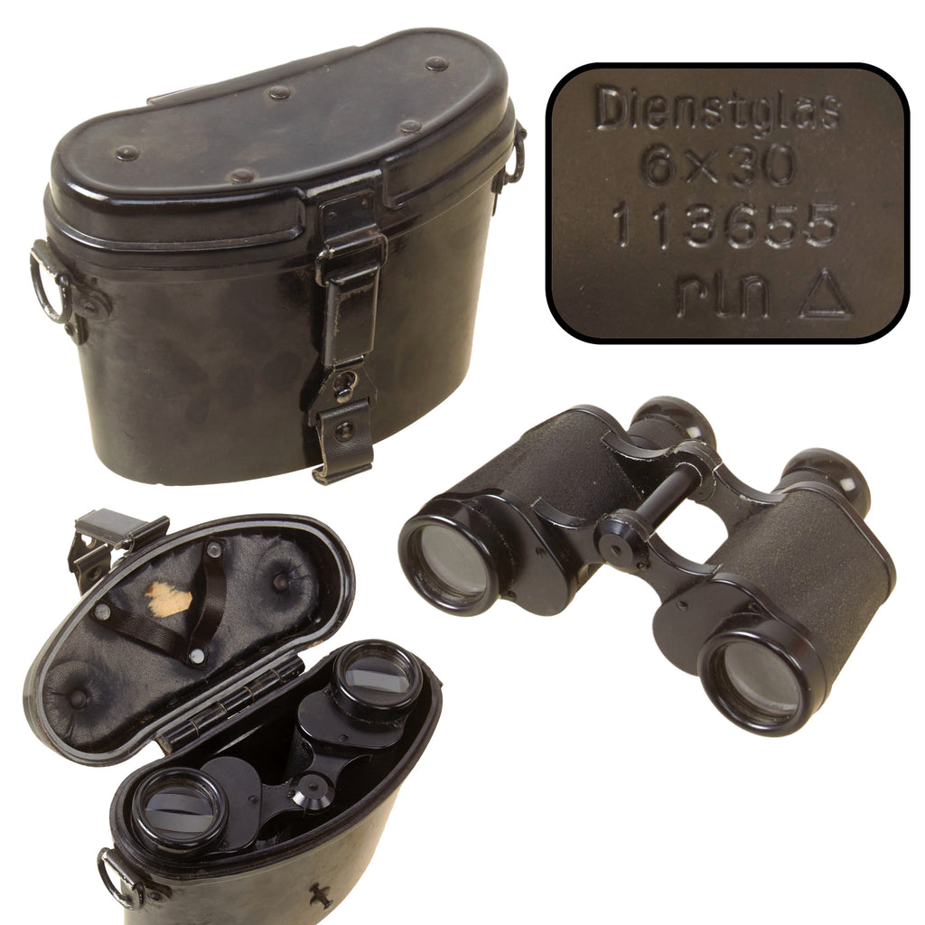 Original German WWII 6x30 Dienstglas Binoculars by Carl Zeiss of Jena in Bakelite Carry Case Original Items