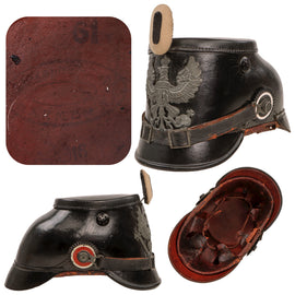 Original Imperial German WWI Prussian M1915 Jäger Enlisted Shako in Rare Large Size 61 - Dated 1916