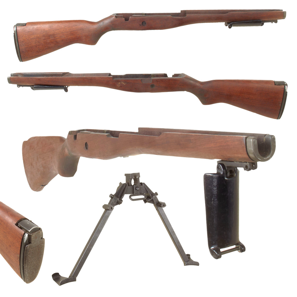 Original U.S. Vietnam War M14 Rifle Stock with E2 Forward Grip and E2 Bipod - Rare Original Items
