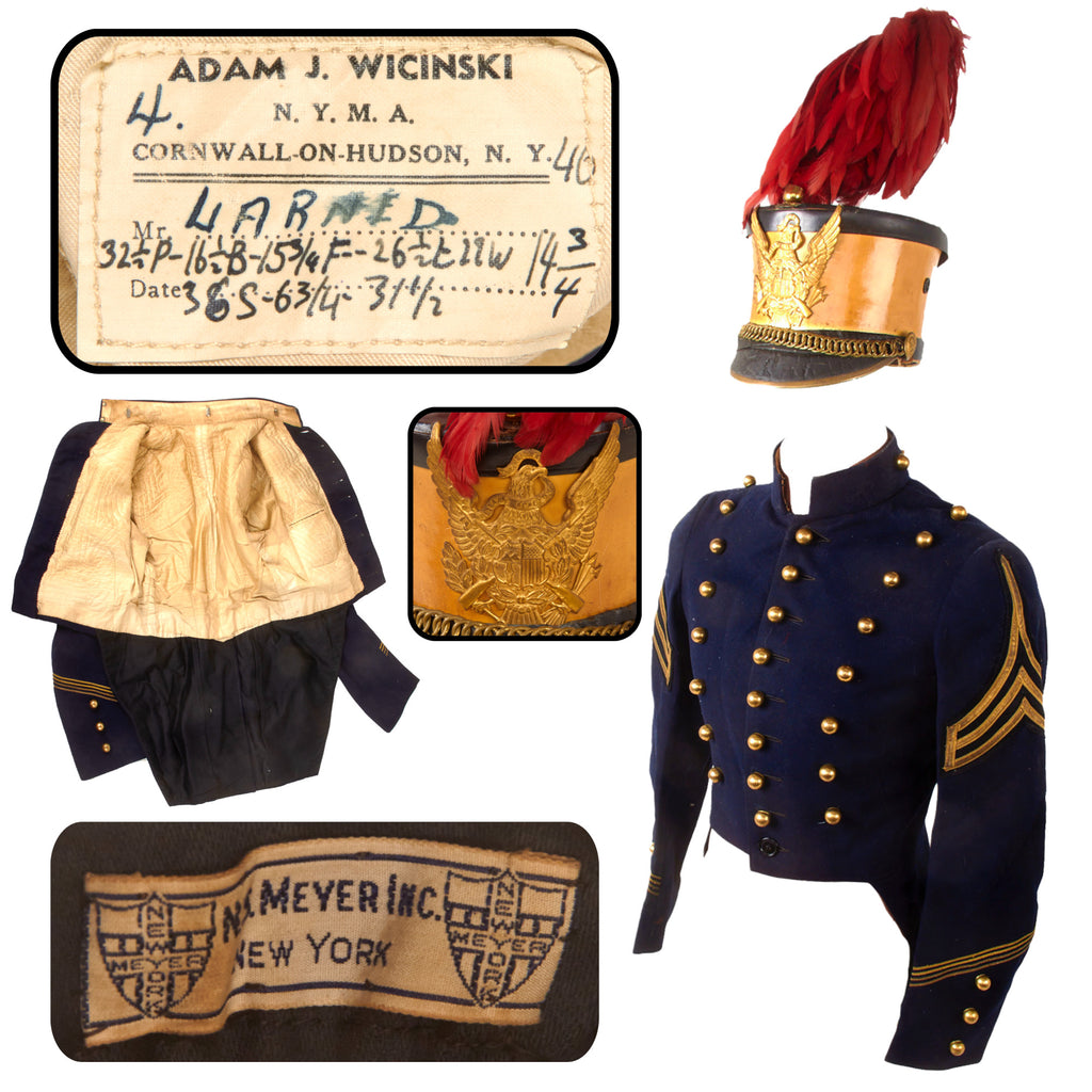 Original U.S. WWI Era Named New York Military Academy Cadet Sergeant’s Dress Uniform Coat with Cap and Red Plume - Larned