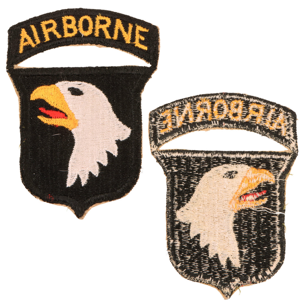 Original U.S. WWII Type 3 101st Airborne Division Red Tongue Patch with Rocker Original Items