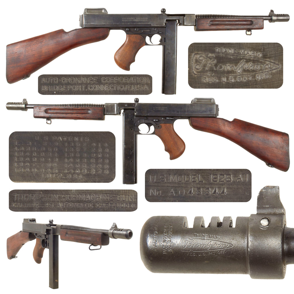 Original U.S. WWII Thompson M1928A1 Display Submachine Gun Serial No. A.O. 48344 - Original WW2 Parts Original Items