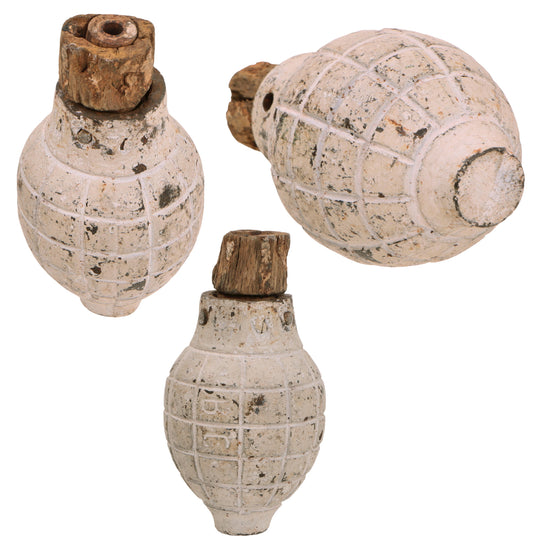 Original French WWI Foug M1916 Inert Lemon Grenade with Wood Top Plug - Citron modèle 1916