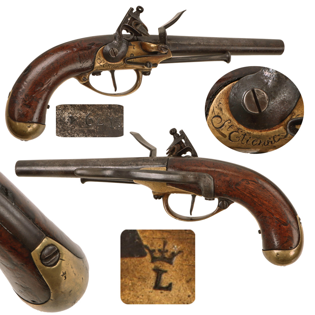Original French Modèle 1777 Brass Frame Flintlock Cavalry Pistol by St.-Étienne Arsenal with Intact Belt Hook - Circa 1780