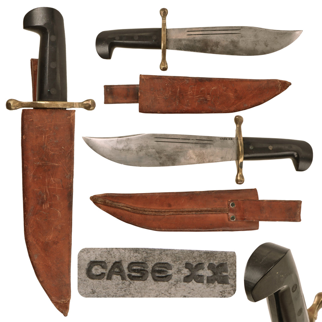 Original U.S. WWII Case XX V44 Pilot Survival Kit Bowie Knife with Scabbard Original Items