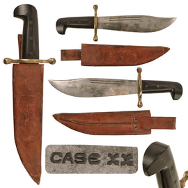 Original U.S. WWII Case XX V44 Pilot Survival Kit Bowie Knife with Scabbard