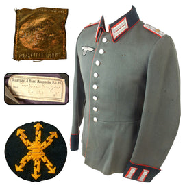 Original German WWII Heer Army Named Artillery Signals Obereutnant Officer M35 Waffenrock Dress Tunic by Scharnagl & Horr, 1938 Dated
