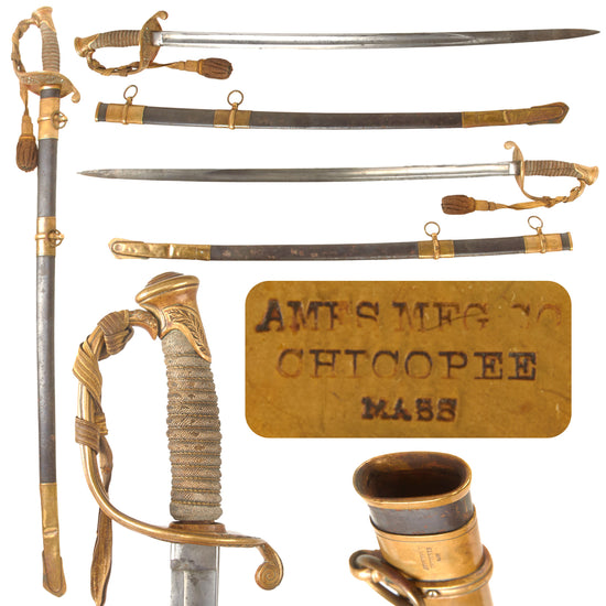 Original U.S. Civil War M1850 Foot Officer Sword by Ames Mfg. Co. with Brass Mounted Steel Scabbard & Sword Knot