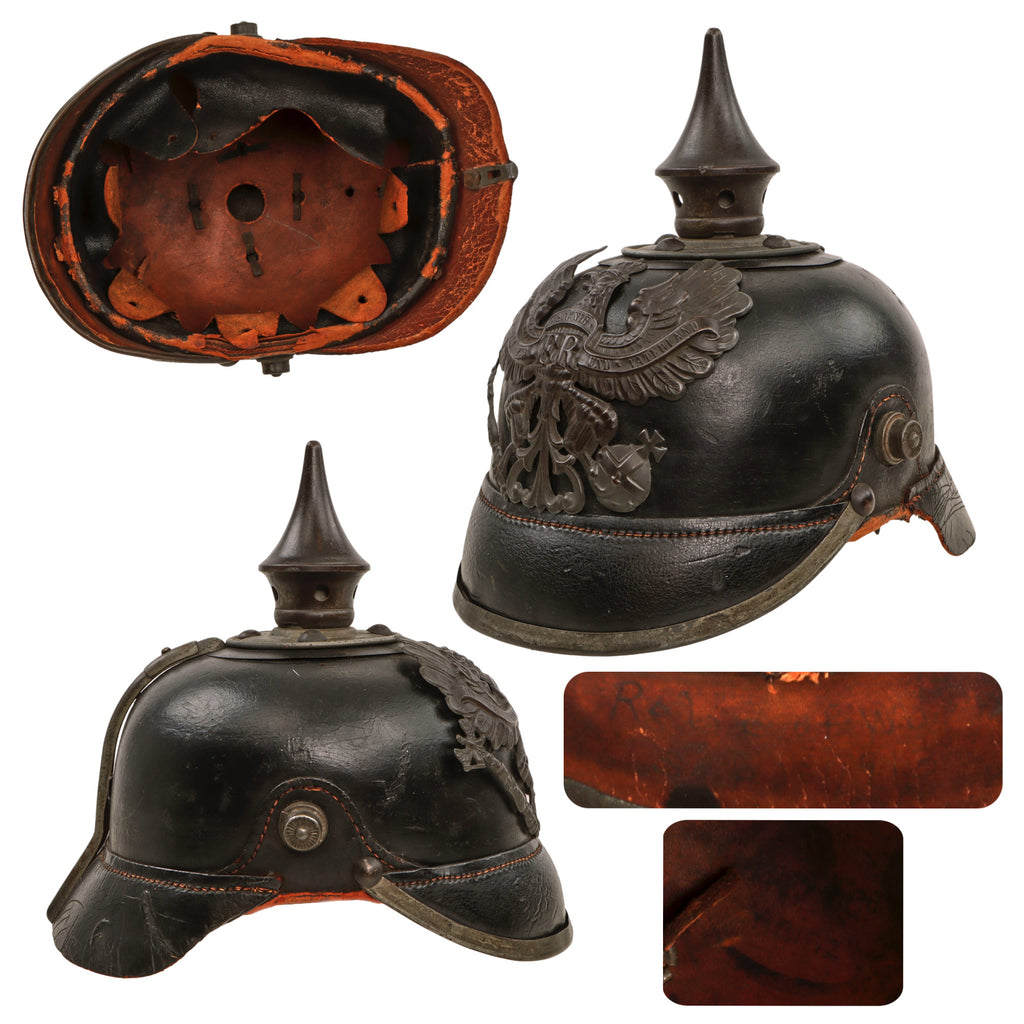 Original Imperial German WWI Prussian EM/NCO Infantry M1915 Pickelhaube Spiked Helmet