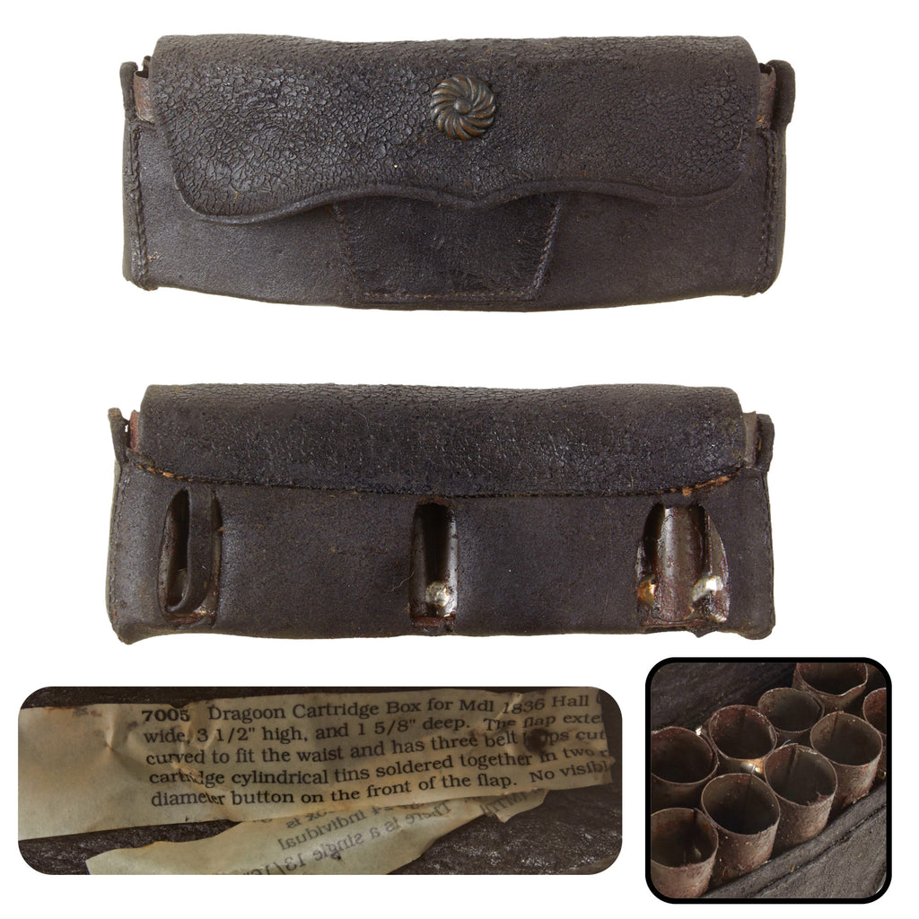 Original U.S. War of 1812 - Mexican-American War Era Dragoon Cartridge “Belly Box” for M1836 Hall Carbine with Rosette - Scarce Original Items