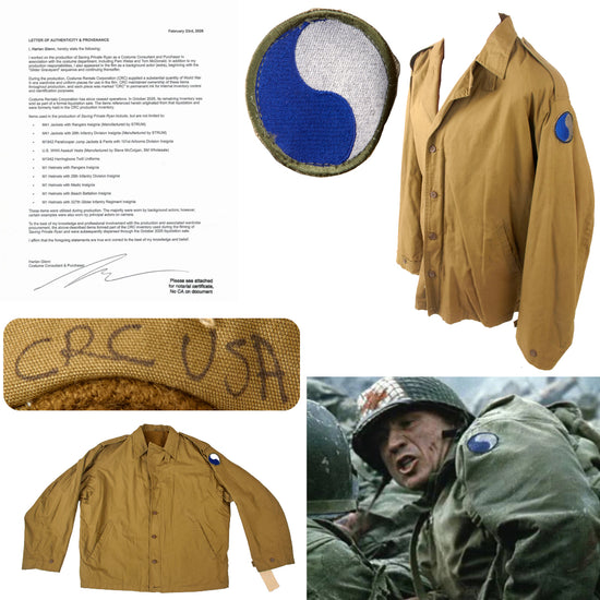 Original Saving Private Ryan U.S. WWII 29th Infantry Division M41 Field Jacket Costume Piece with Copy of Notarized Letter of Authenticity Original Items
