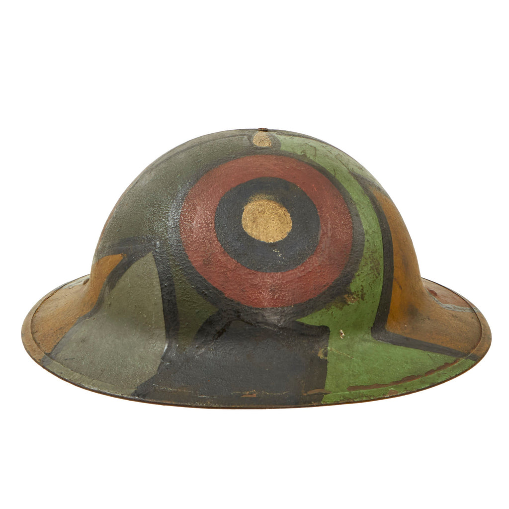 Original U.S. WWI Aviation Camouflage Painted M1917 Doughboy Helmet Shell - Excellent Original Items