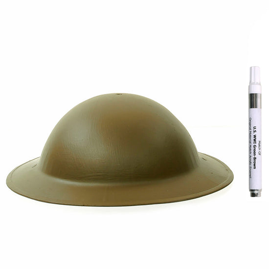 Paint Pen - U.S. WWI Helmet Green Brown Acrylic Enamel International Military Antiques