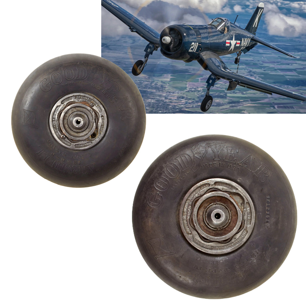 Original U.S. WWII Era Vought F4U Corsair Goodyear Model 3LN “Airwheel” Aircraft Rear Tire with Markings Original Items