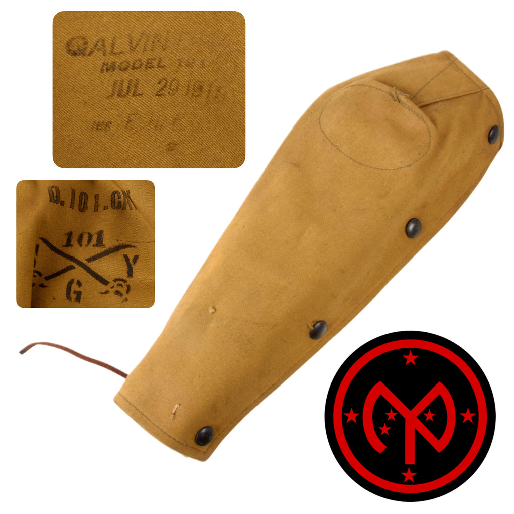 Original U.S. WWI Rare 27th Division AEF Unit-Marked M1917 “American Enfield” Rifle Action (Breech) Cover - 101st Cavalry NY Original Items