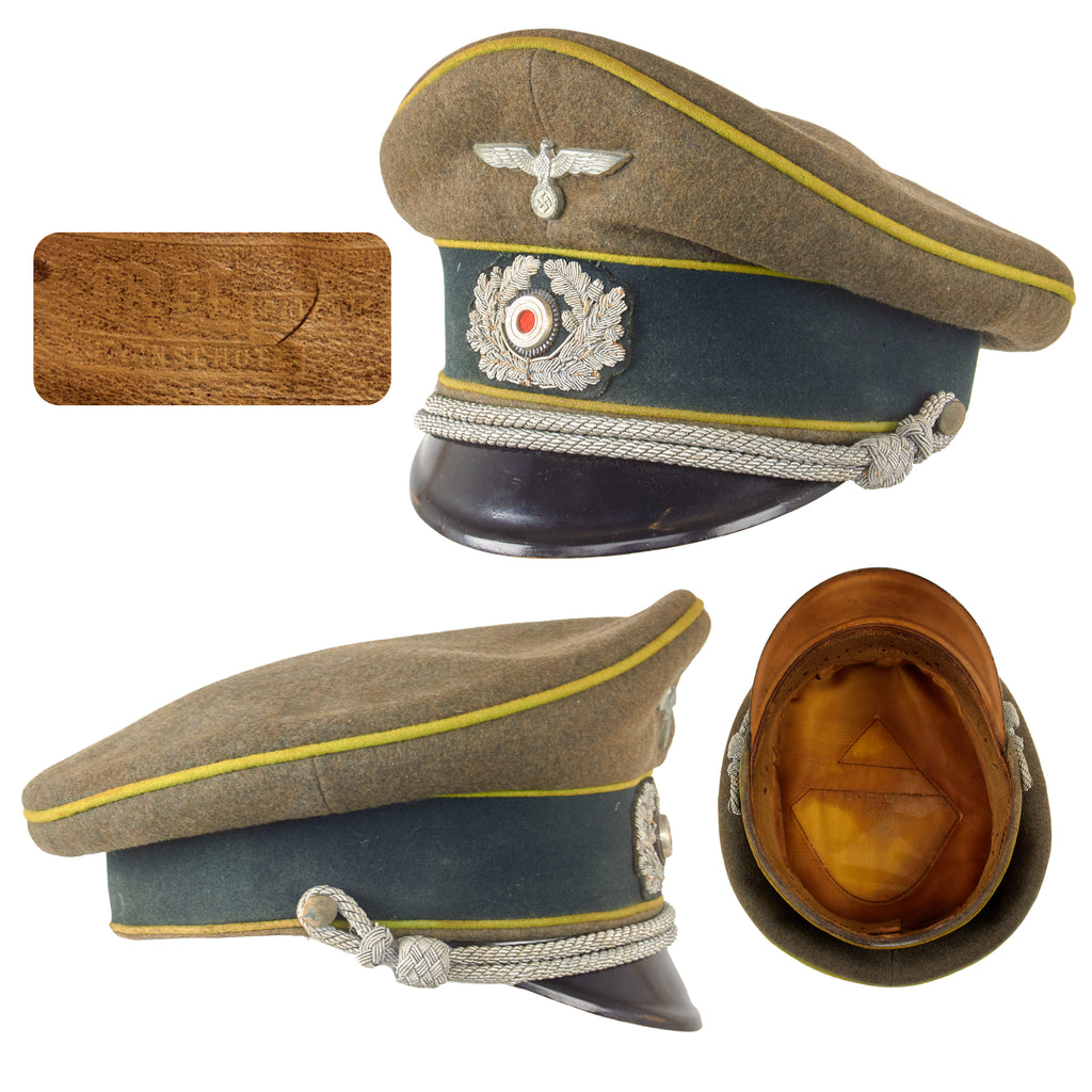 Original German WWII Rare Heer Army Panzergrenadier Officer Schirmmütze Visor Crush Cap by EREL Original Items