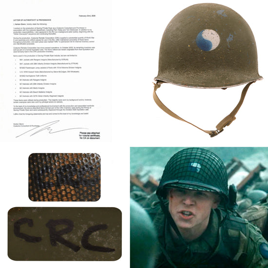 Original U.S. M1 Helmet Used in Saving Private Ryan – 29th Infantry Division – With Copy of Notarized Letter of Authenticity Original Items