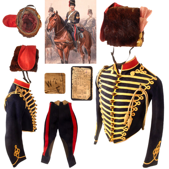 Original British Pre-WWI Royal Horse Artillery Uniform, Breeches & Busby Set with Plume & Regimental Badge Original Items