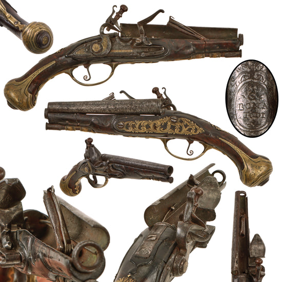 Original 18th-Century Italian Flintlock Tinder Lighter by G. Bonardi with Pocket-Pistol Form and Pop-Open Faux Barrel Original Items