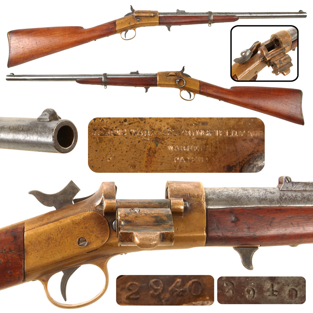 Original U.S. Civil War Scarce 1st Contract Warner Saddle-Ring Carbine by Springfield Arms Serial 2940 - Only 1,501 Made Original Items