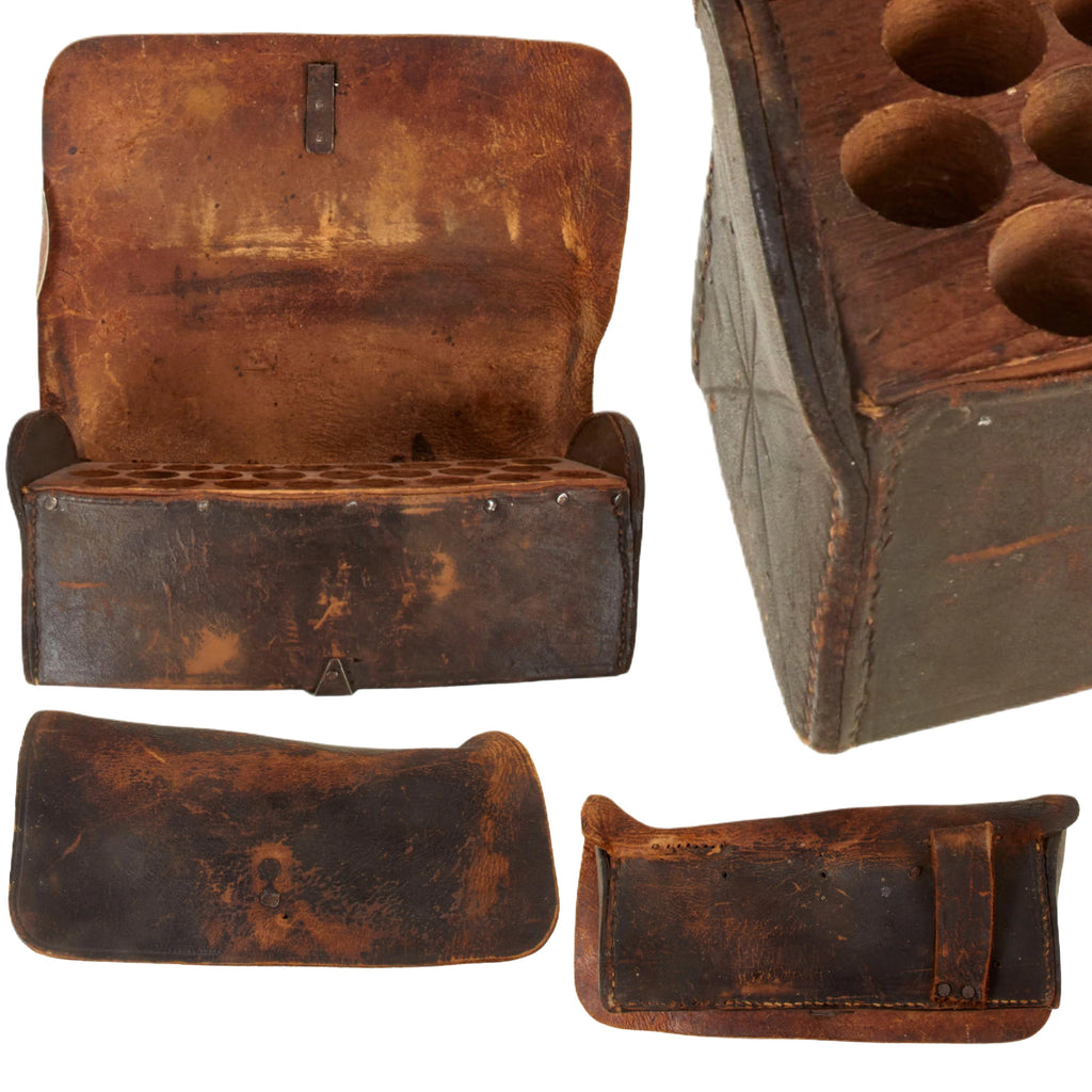 Original U.S. American Revolution / War of 1812 Era American Cartridge Box with Wooden Insert Original Items