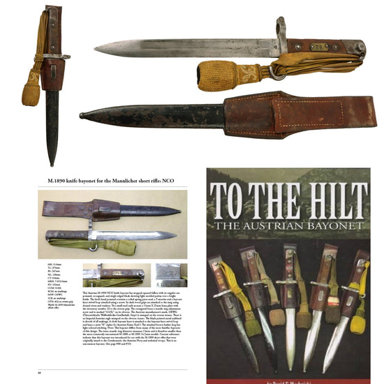 Original Austrian WWI Mannlicher M1890 NCO Bayonet by ŒWG Steyr with Hook Quillon, Scabbard, Frog & Troddle Knot - Featured in To The Hilt The Austrian Bayonet by David F. Machnicki Original Items