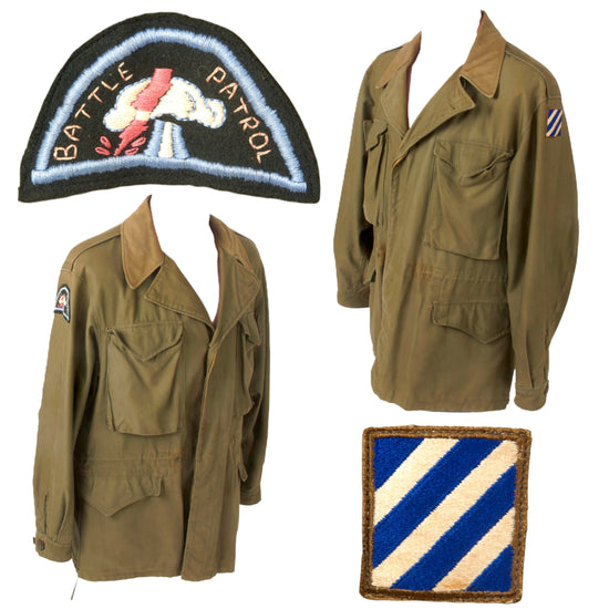 Original U.S. WWII 3rd Infantry Division M-1943 M43 Field Jacket with Extremely Rare Theater-Made 7th Infantry Battle Patrol Patch Original Items