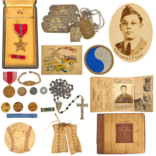 Original U.S. WWII 29th Infantry Division D-Day Omaha Beach Bronze Star Recipient Grouping With Official Documents and Letters - Louis C. Frasca Original Items