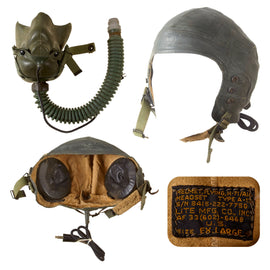 Original U.S. Post-WWII Era Type H-71 A-13 Leather Flying Helmet with Broken MBU-4/P Oxygen Mask