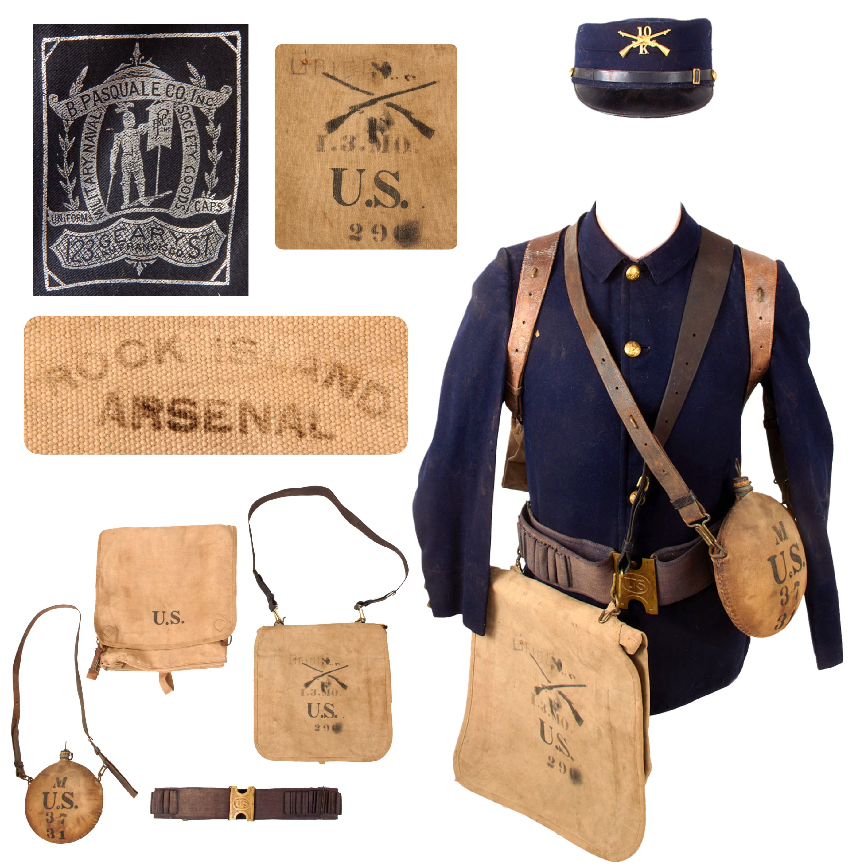 Original U.S. Spanish-American War Infantry Uniform & Field Gear Set