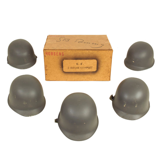 Original Danish Cold War Era M48 M1 Helmet Clone With U.S. Liner - Original Crates of (5) Complete Helmets Original Items