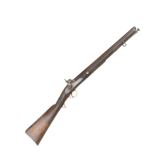 Original British East India Company 12th Irregular Cavalry Percussion Saddle Ring Carbine with Nickel Mounts and Leather Grip Wrap Original Items