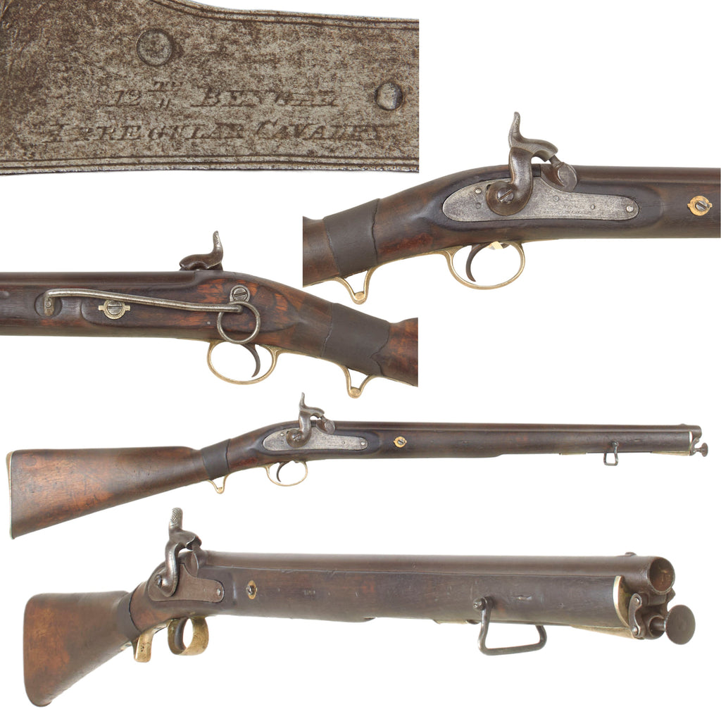 Original British East India Company 12th Irregular Cavalry Percussion Saddle Ring Carbine with Nickel Mounts and Leather Grip Wrap Original Items